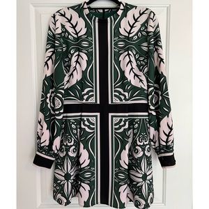 Finders Keepers Long-Sleeve Dress | Green/White/Navy | Size L